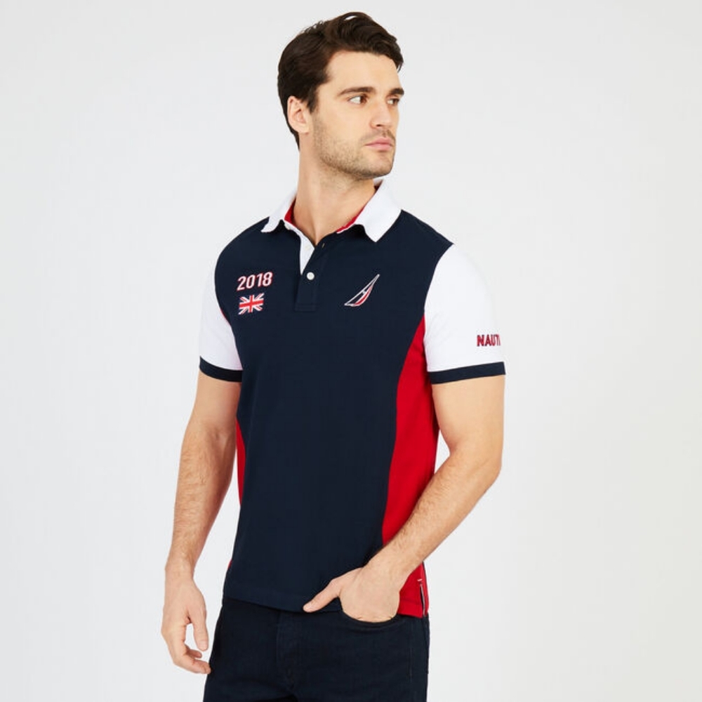 Nautica Slim Fit England Stadium Polo Shirt Navy Multi LIMITED EDITION